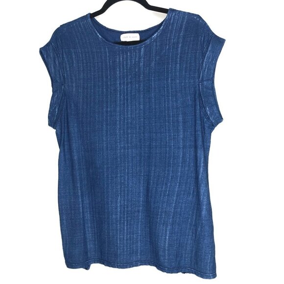 ANTHROPOLOGIE Cloth & Stone Blue Stonewashed Tulip Asymmetrical Open Back Shirt - Picture 3 of 12